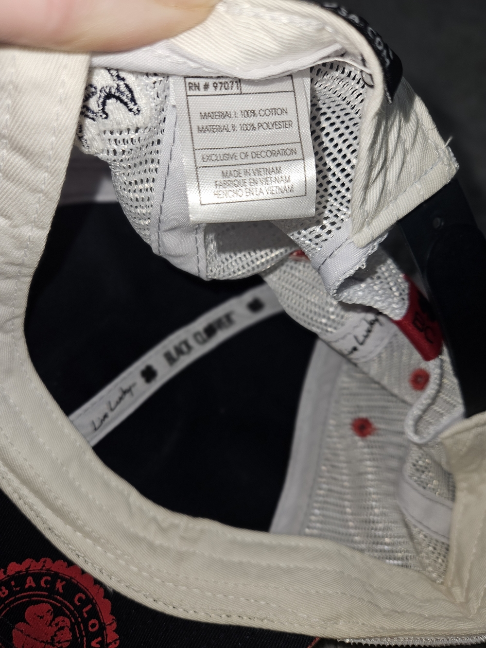 NEW! Black Clover Red & Navy Trucker Hat with American Flag Clover Patch NWT - Picture 10 of 12